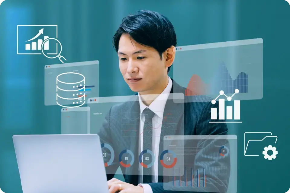 データを活用する職員のイメージ データを活用する職員のイメージ